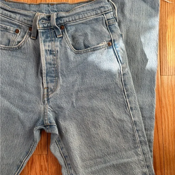 Women's Light Blue Straight Leg Jeans - Picture 6 of 11